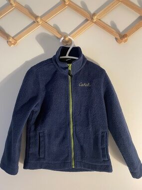 Cabela's Navy Kids Fleece Jacket with Lime Zipper